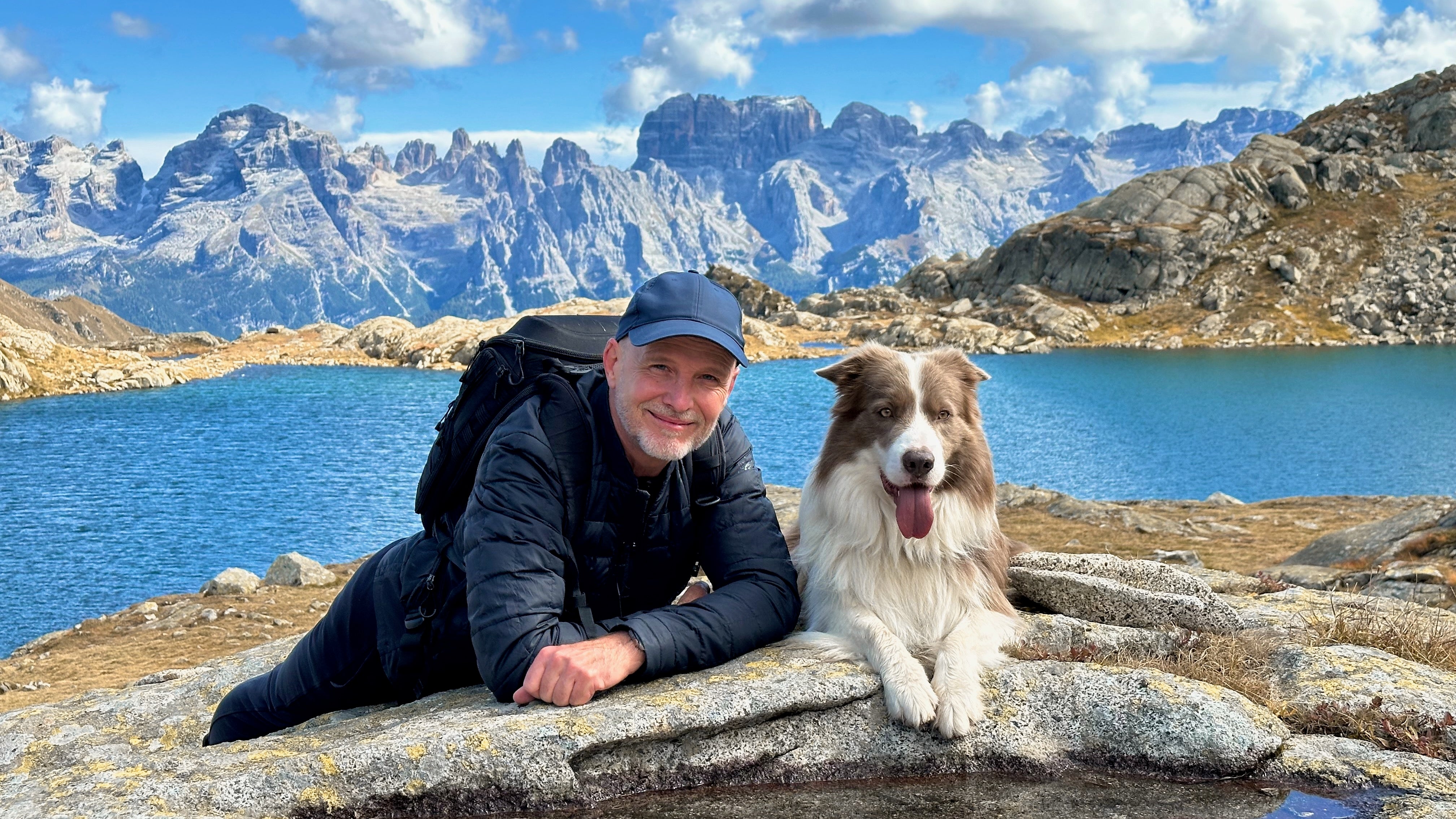 Peter and his dog pax in the mountains