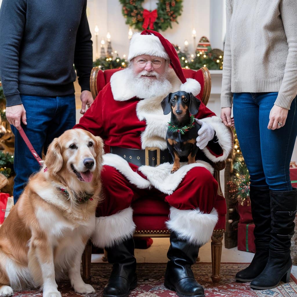 Santa photos with shelter dogs and new owners